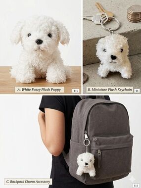 Plush Puppy Keychain / Bag Charm